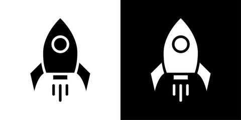 Rocket icons vector set in solid flat style