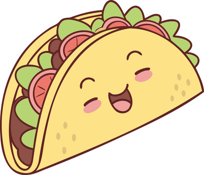 happy cartoon taco with vegetables clip art preview