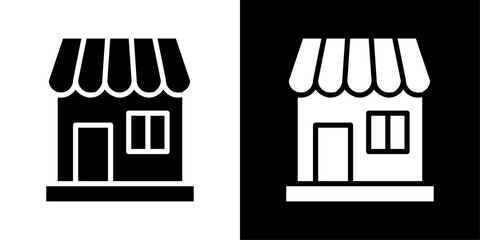 Shop icons vector set in solid flat style