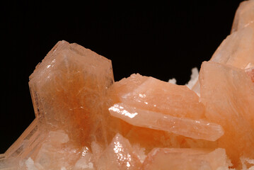 Mineral Stilbite, A hedgehog of cream peach crystals with minor frosty quartz, Jalgaon,...