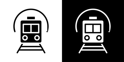 Subway icons vector set in solid flat style