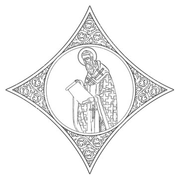 saint reading scroll inside ornate frame clip art preview