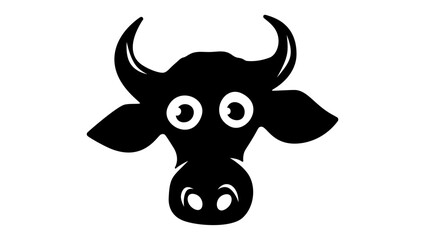 Funny bull,  black isolated silhouette