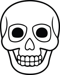 Simple Halloween Skull Line Art Vector Illustration