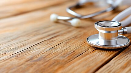 Stethoscope on wooden table