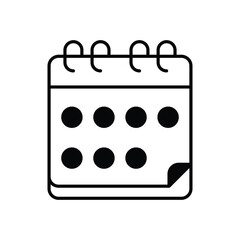 Calendar icon isolated on a white background. Vector illustration.