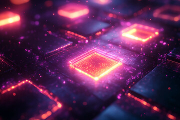 Futuristic Neon Geometry – Abstract Background with Glowing Lines and Shapes