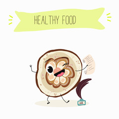 Exotic fruit cupuasu . Natural vitamin antioxidant detox food collection. Vector hand drawn illistration.