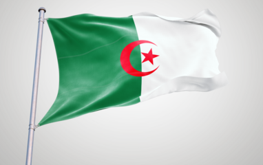 Algeria, national flags waving, a symbolic 3d illustration of patriotism
