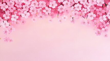 A serene image of pink cherry blossoms against a soft pink background, evoking a sense of tranquility and beauty in nature.