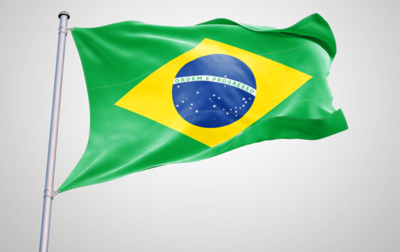 Brazilian national flag symbol of Brasil isolated on white