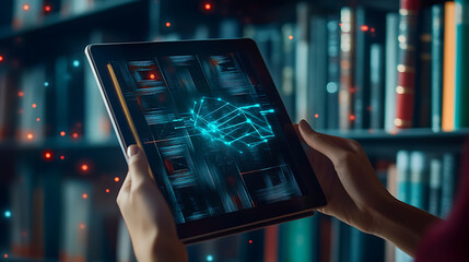 An AI driven personalized book recommendation system suggesting reading materials based on user preferences and interests, Entertainment technology style, photo of