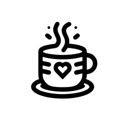 Coffee Heart Logo Featuring a Coffee Cup and Heart-shaped Foam Design Coffee Cup Icon