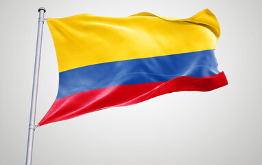 Flags of colombia waving in the wind with a patriotic symbol of unity and pride under the sky