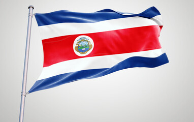 Flags of costa rica waving in the wind representing patriotism and national symbols of these countries