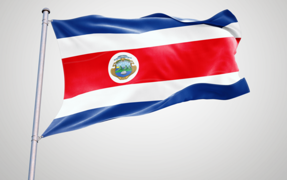 Flags of costa rica waving in the wind representing patriotism and national symbols of these countries