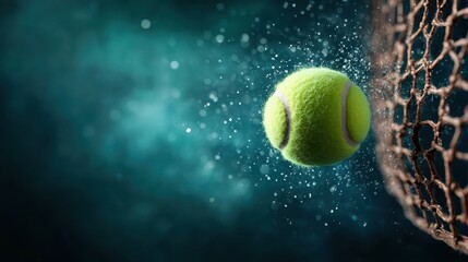 A close-up shot of a tennis ball approaching the net, highlighting the tension and excitement of competitive gameplay in the world of tennis.