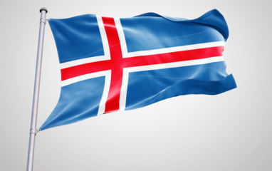 Flags of Iceland, waving in a patriotic 3D illustration