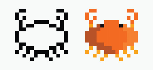 set crab pixel art icon vector illustration.