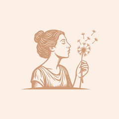 Woman Blow Dandelion Logo