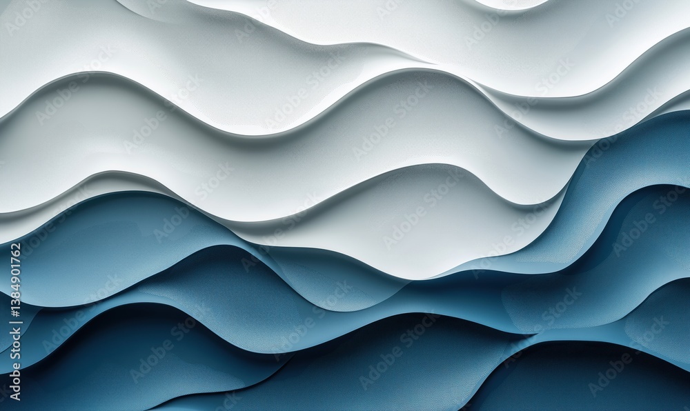 Poster abstract wave patterns in shades of blue and white creating a dynamic visual texture