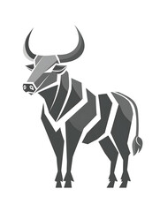 Geometric Bull Icon: A striking, stylized illustration of a powerful bull, rendered in a modern geometric design, symbolizing strength and determination
