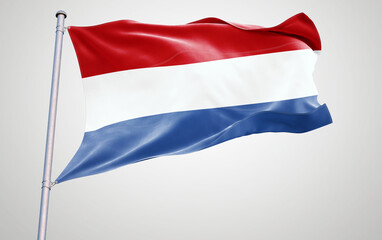 Flags of  netherland waving in the wind with a patriotic and national symbol representation