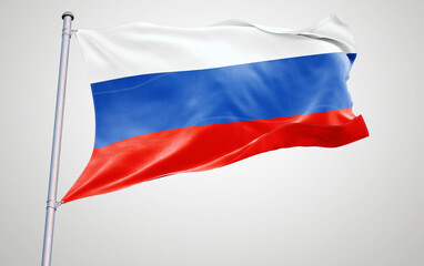 3D waving flag of Russia isolated on a white background with patriotic symbols and colors