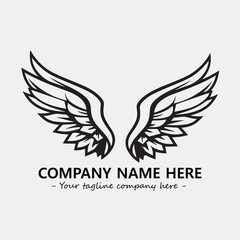 Wing illustration black and white for logo company vector image
