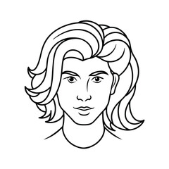 Blunt cut hairstyles line art design