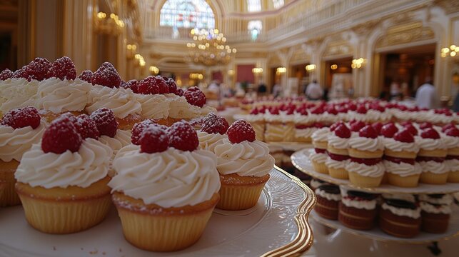 Elegant Raspberry Cupcakes at a Luxurious Event