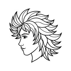 Feather cut hairstyles line art