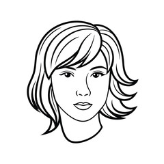 Side swept bangs hairstyles line art design