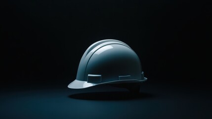 White hard hat on black background, a symbol of workplace safety and protection