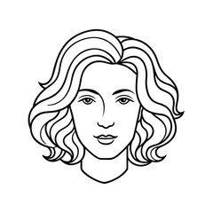 Wavy bob hair styles line art