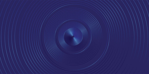 Abstract blue glowing geometric lines on dark blue background. Modern shiny blue circle lines pattern. Futuristic technology concept. Suit for cover, poster, banner, brochure, header, website. eps 10