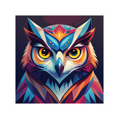 Cute owl illustration on a branch, silhouette against black, a nature design