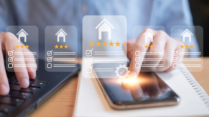 House investment property search home real estate sale business choice buy magnifying glass concept