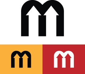 letter m arrow logo, letter m arrow icon, letter m recycle, vector file