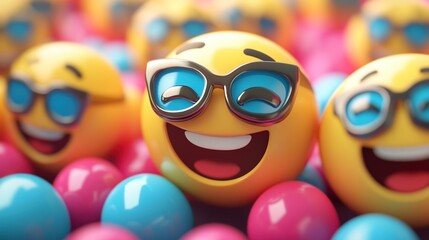 Happy emoji faces with sunglasses (1)