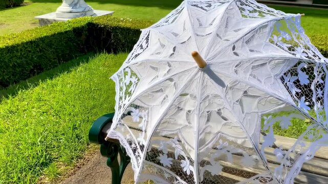 Victorian Lace Parasol in Garden Scene