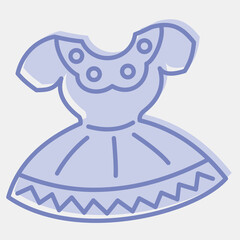 Icon Mexican dress. Day of the dead celebration elements. Icons in two tone style. Good for prints, posters, logo, party decoration, greeting card, etc.