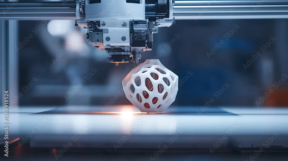Aufkleber an ai powered 3d printing system creating intricate models and prototypes with high precision, manuf
