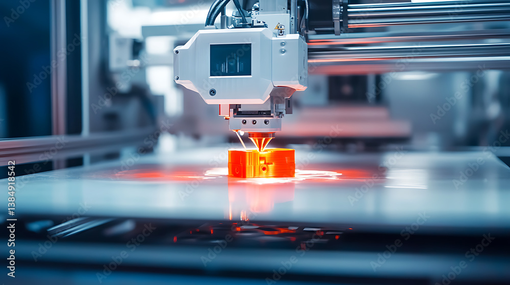 Poster an ai powered 3d printing system creating intricate models and prototypes with high precision, manuf