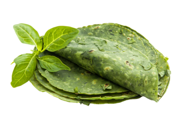 Gluten-Free Spinach Tortilla: A Healthy Option for Those with Dietary Restrictions Isolated on Transparent Background