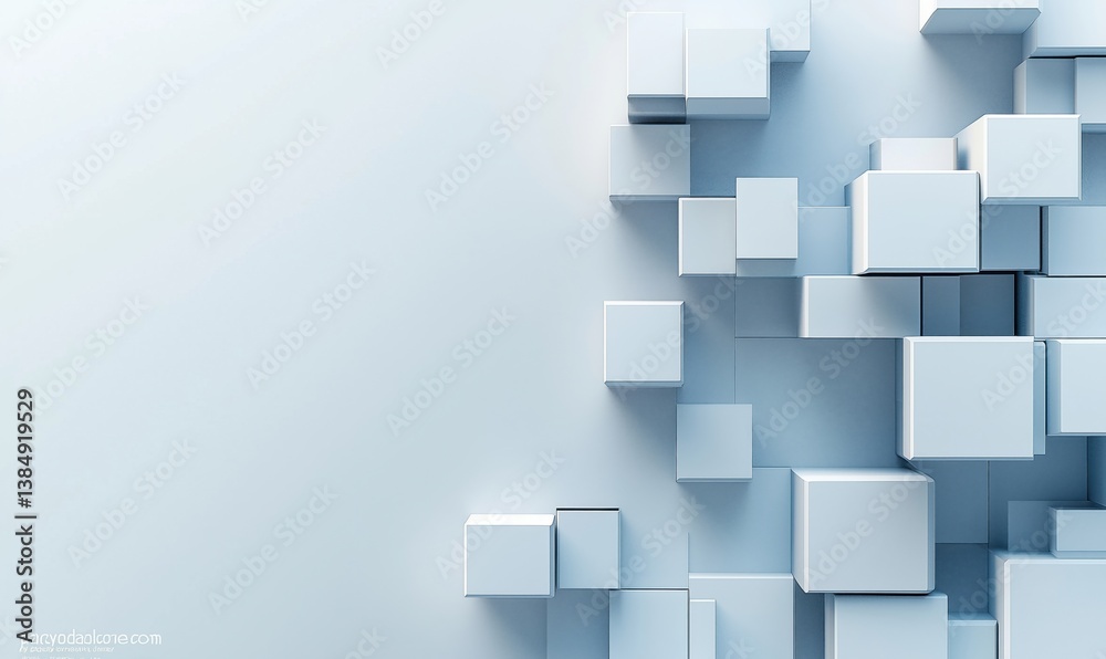 Poster abstract 3D cubes on light background creating modern minimalist design