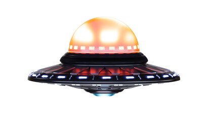 UFO alien spaceship isolated on transparent background.