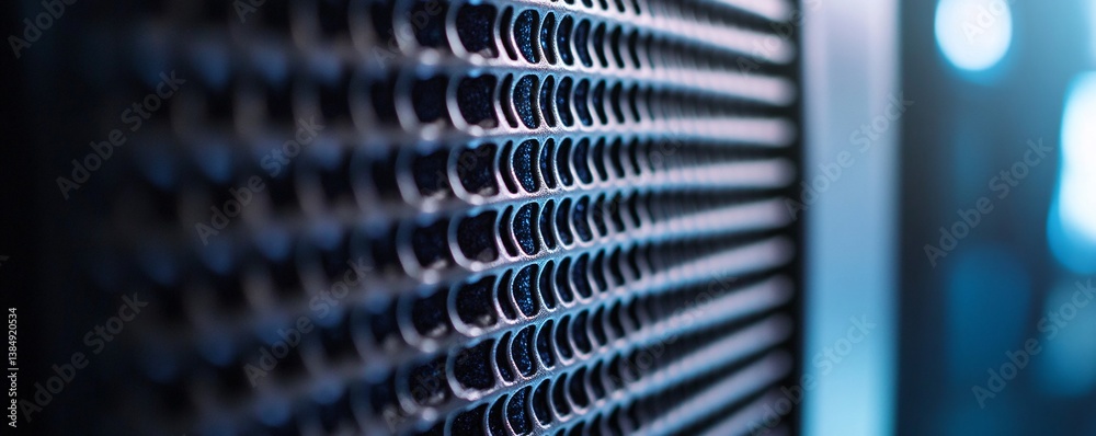 Poster Server grid closeup showing data center technology