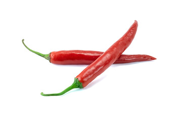 red hot chili peppers, Red chilies peppers or red chiles, red fruits and green stalk, isolated on...