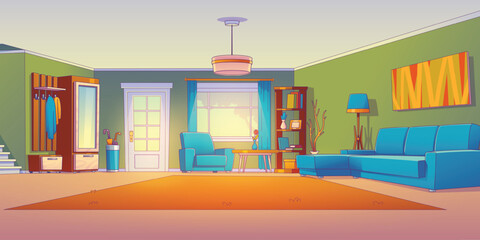 Living room vector cartoon home interior design